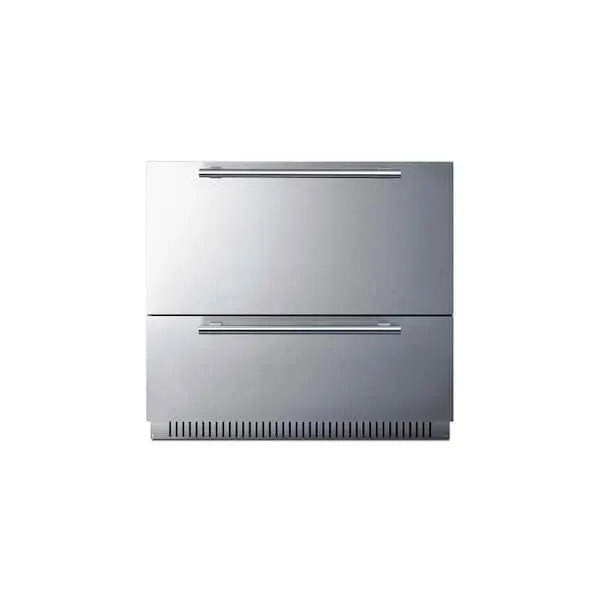 36 in. Wide 7.15 cu. ft. Under Counter Double Drawer Built-in Refrigerator in Stainless Steel, image 1 of 9