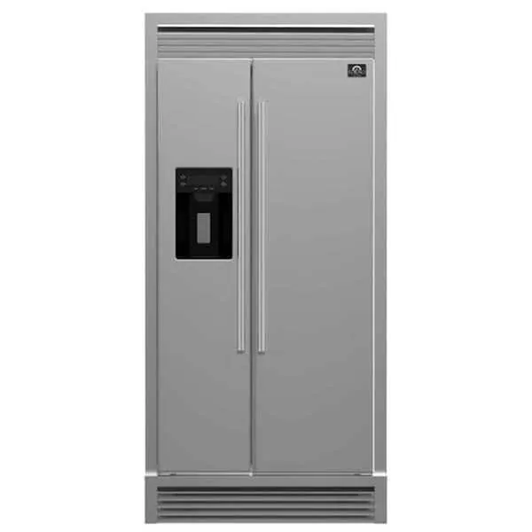 Salerno 36 in. Side by Side French Door Refrigerator with Decorative Grill in Stainless Steel, image 1 of 13