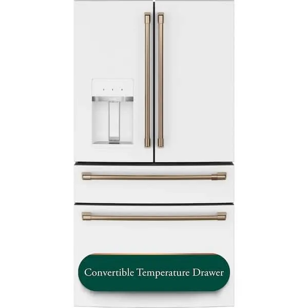 27.8 cu. ft. Smart 4- Door French Door Refrigerator with Convertible Middle Drawer in Matte White, Autofill Dispenser, image 1 of 13