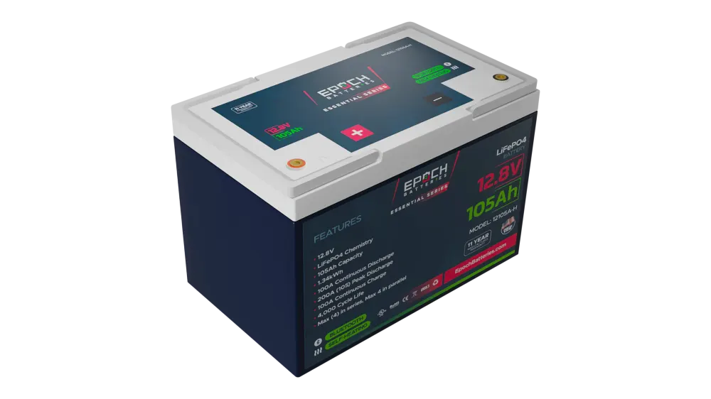Epoch 12V 105Ah – Group 24 – Heated & Bluetooth LiFePO4 Battery, image 1 of 1