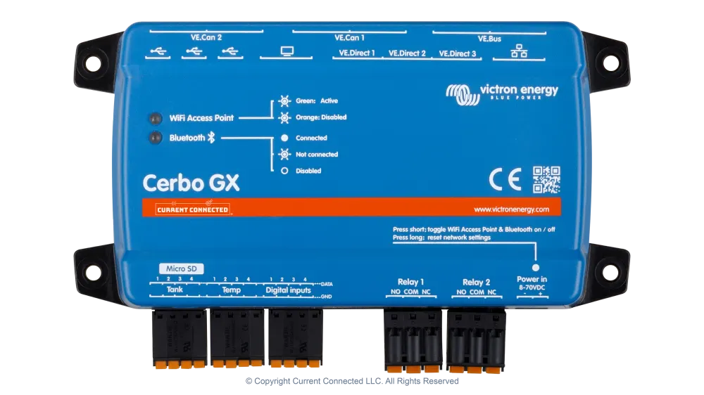 Victron Energy Cerbo GX MK2 System Controller and Monitor for 12V, 24V, and 48V Systems, Wi-Fi and Ethernet Compatible, image 1 of 4