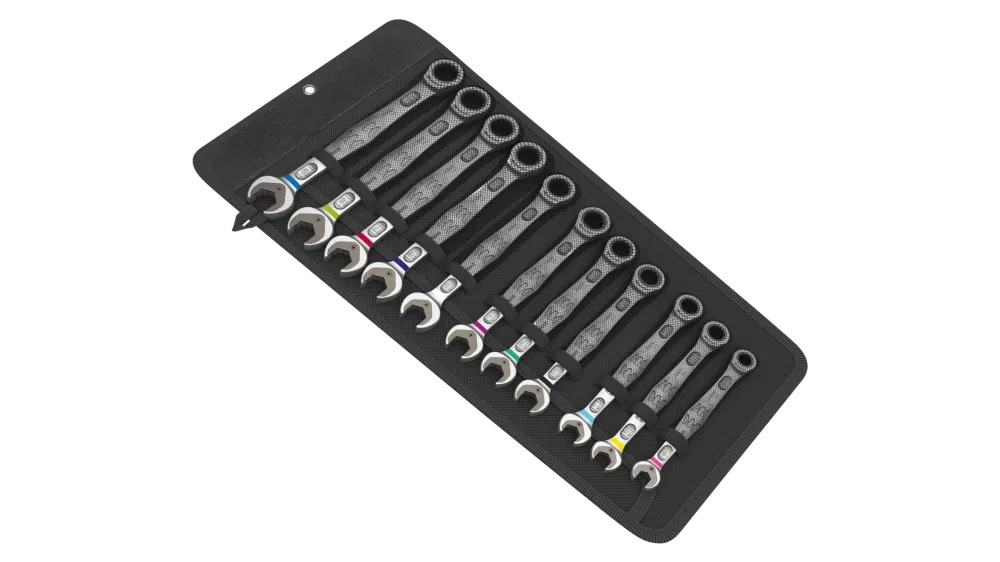 Wera 6000 Joker 11 Set 1, Dual-Ended Ratcheting Combination Wrenches Set, Integrated Limit-Stop for Holding Nuts and Bolts, 11 Pieces, image 1 of 3