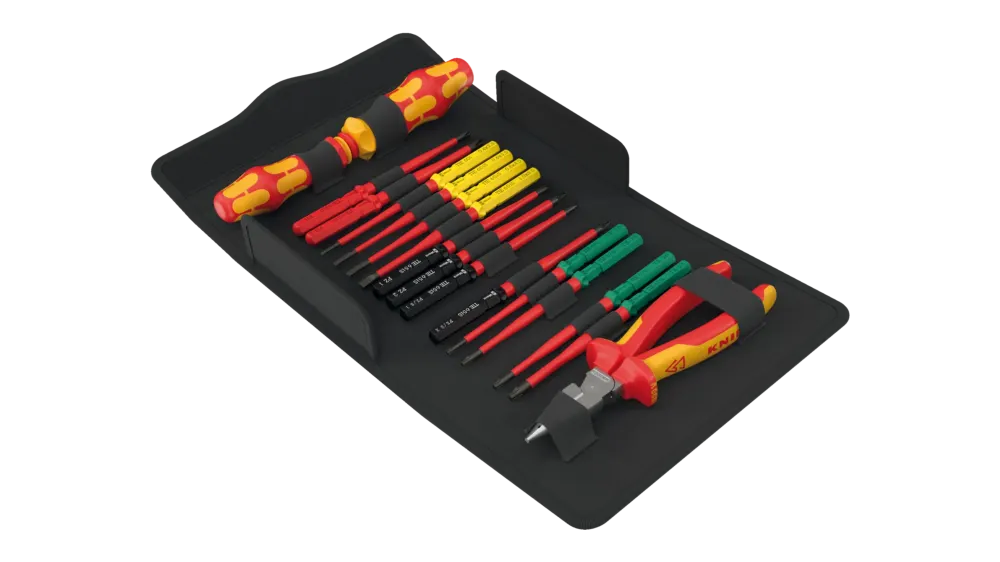 Wera Kraftform Kompakt VDE 17 Extra Slim 2 Tool Set, 17 Piece Insulated Tool Set with Racheting Handle and Interchangeable Blades, image 1 of 4