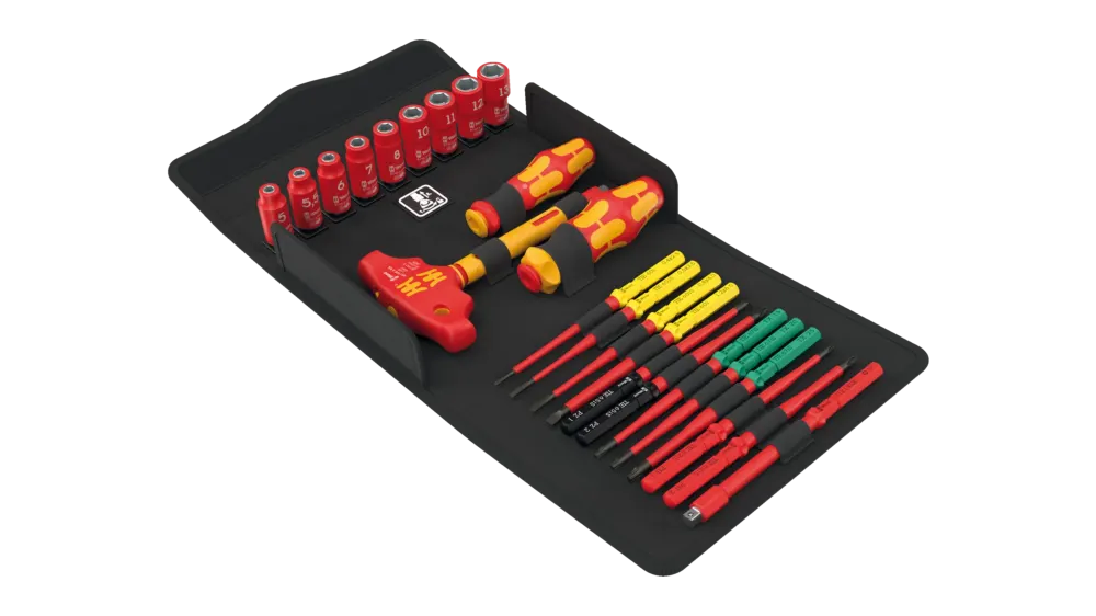 Wera Kraftform Kompakt VDE 24 Allrounder Set 1, Insulated Tool Set with T-Handle Adapter and Interchangeable Blades, 25 Pieces, image 1 of 4