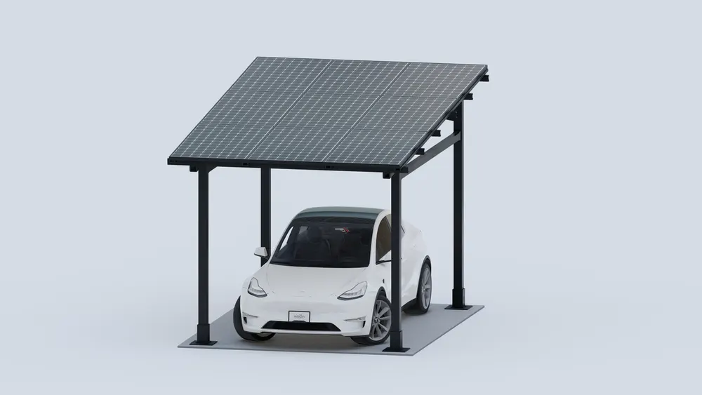 Chiko USA Premier Residential Steel Carport | Black | Solar Pergola | Solar Gazebo, image 1 of 4