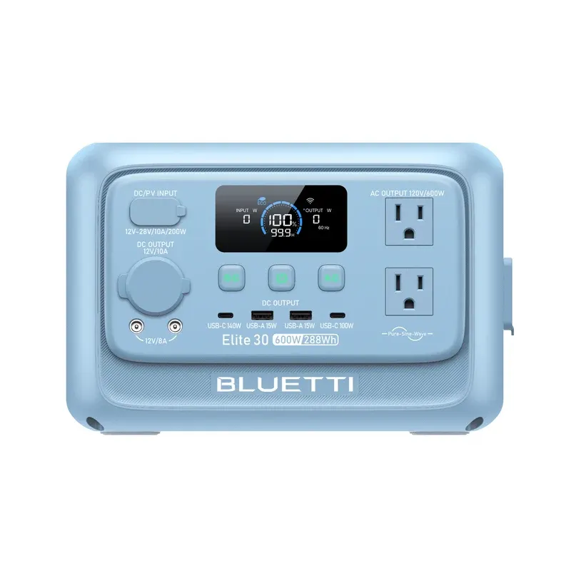 BLUETTI Elite 30 V2 Portable Power Station | 600W 288Wh (Glacier Blue), image 1 of 4