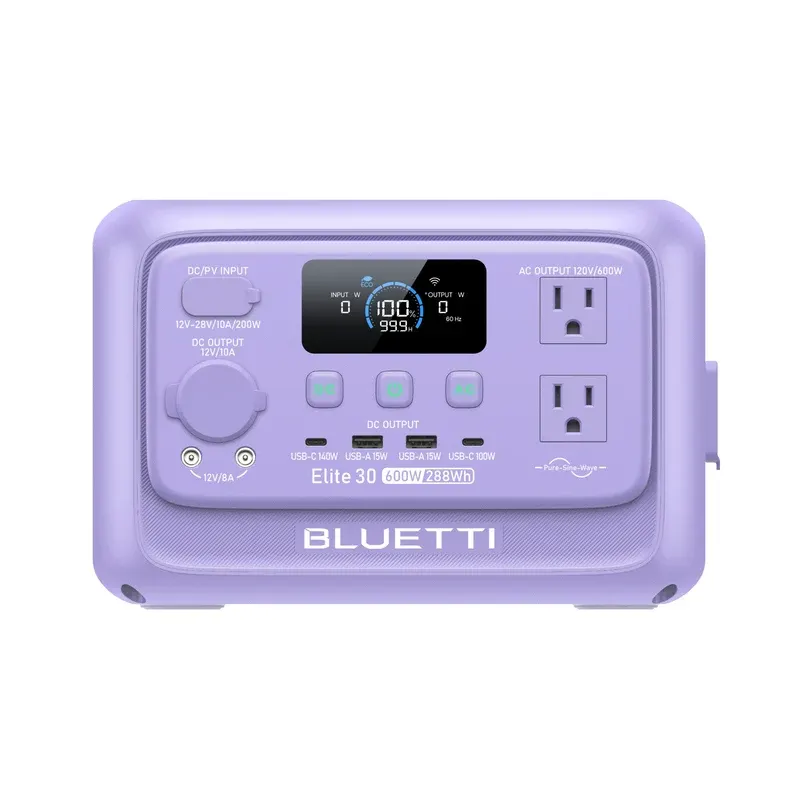 BLUETTI Elite 30 V2 Portable Power Station | 600W 288Wh (Twilight Glow Purple), image 1 of 4