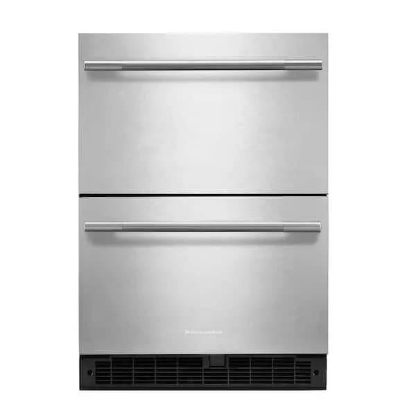 24 in. 4.4 cu. ft. Undercounter Double Drawer Refrigerator in Black Cabinet with Stainless Doors, image 1 of 5