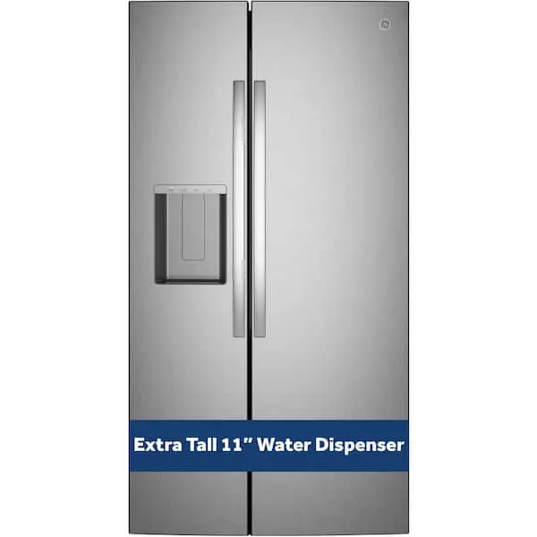 Cu. Ft. Counter-Depth Side-By-Side Refrigerator with Extra Tall Dispenser and In-Door Icemaker in Stainless Steel, image 1 of 15
