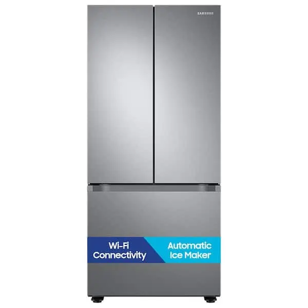 30 in. 22 cu. ft. Standard Depth Smart 3-Door French Door Refrigerator in Stainless Steel with Automatic Ice Maker, image 1 of 15