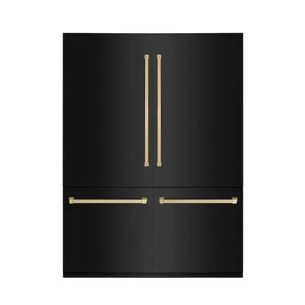 Autograph Edition 60 in. 4-Door French Door Refrigerator w/ Ice & Water Dispenser in Black Stainless & Polished Gold, image 1 of 11