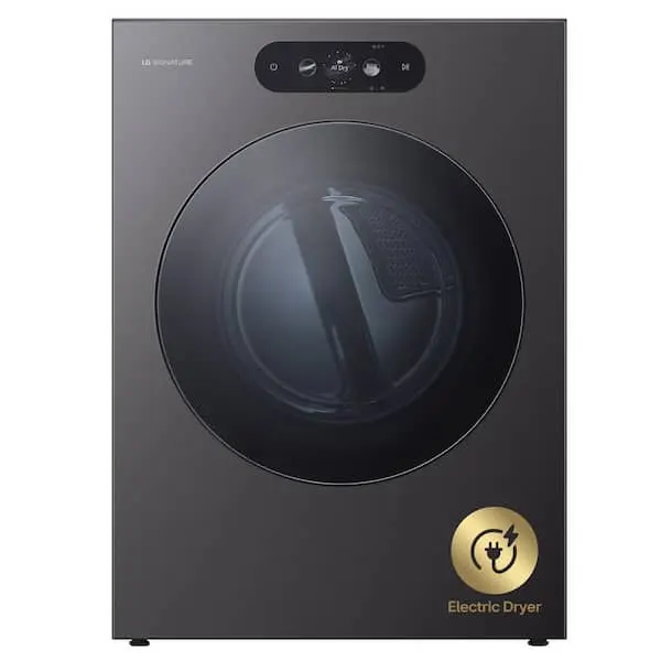 SIGNATURE 9.0 cu. ft. Vented Mega Capacity Stackable Smart Electric Dyer in Brushed Black Steel with AI Sensor Dry, image 1 of 15