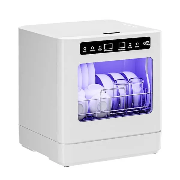 18 in. Countertop Dishwasher in White with 4-Cycles,4-Place Setting Capacity and 360° Dual Spray,Lower Noise, image 1 of 9