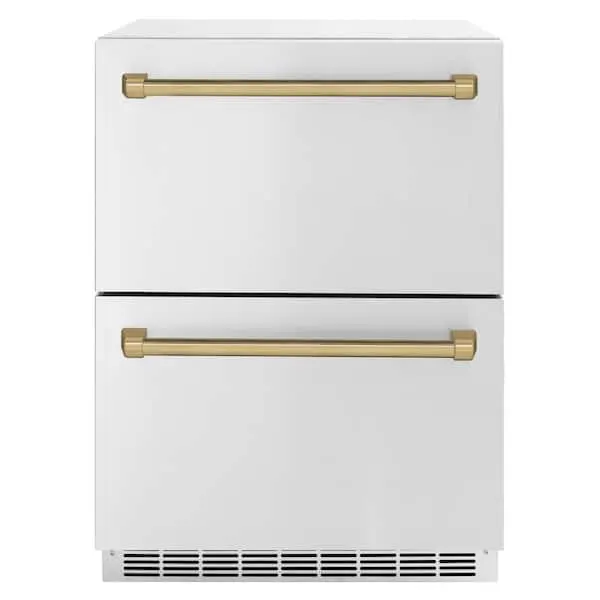 Touchstone 24 in. 4.6 cu. ft. Drawer Refrigerator with Stainless Steel Doors and Champagne Bronze Handles, image 1 of 11