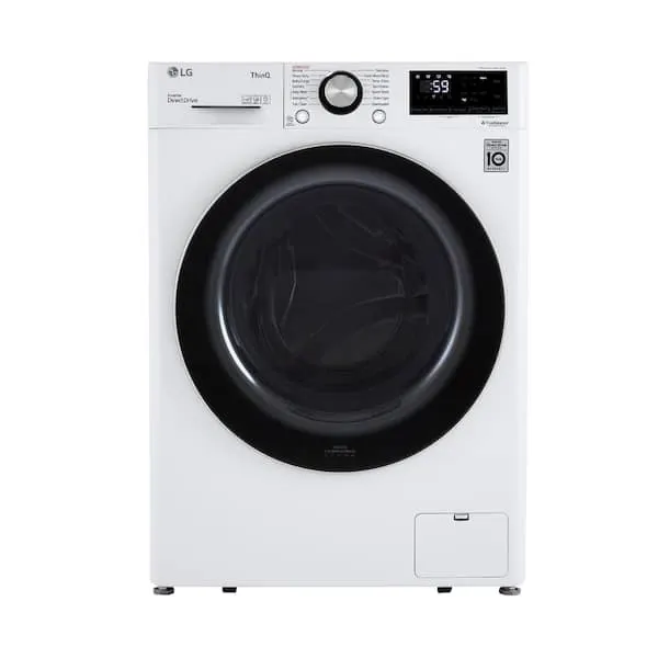 24 in. W 2.4 Cu. Ft. Compact Stackable SMART Front Load Washer in White with Steam and AI Fabric Sensor / Smart Pairing, image 1 of 14