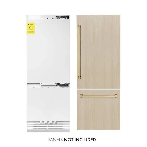 Autograph Edition 30 in. 2-Door Panel Ready Bottom Freezer Refrigerator w/ Ice Dispenser and Champagne Bronze Handle, image 1 of 10
