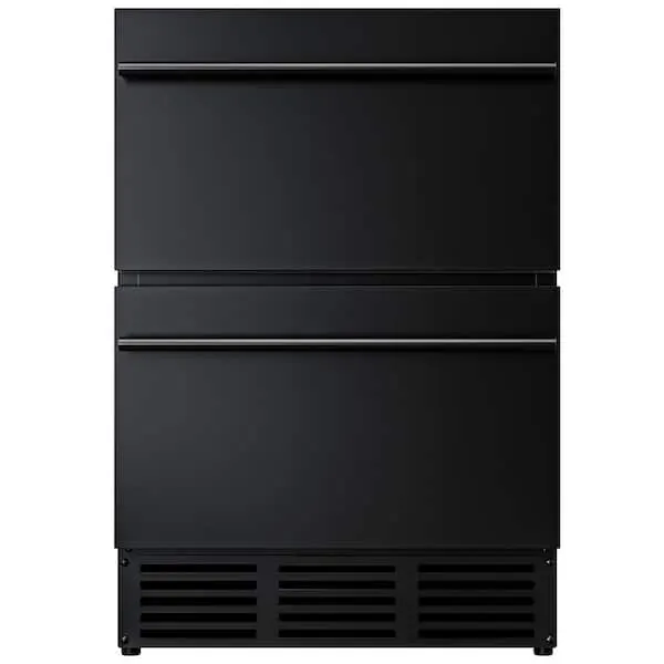 23.5 in. 4.9 cu.ft. Freestanding/Built-in Double Drawer Refrigerator in Black with LED and Temperature Controls, image 1 of 9