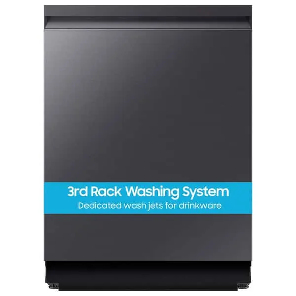 Bespoke 24 in. Built-In Tall Tub Smart Dishwasher in Matte Black Steel with 3rd Rack Washing System, 38 dBA, image 1 of 15
