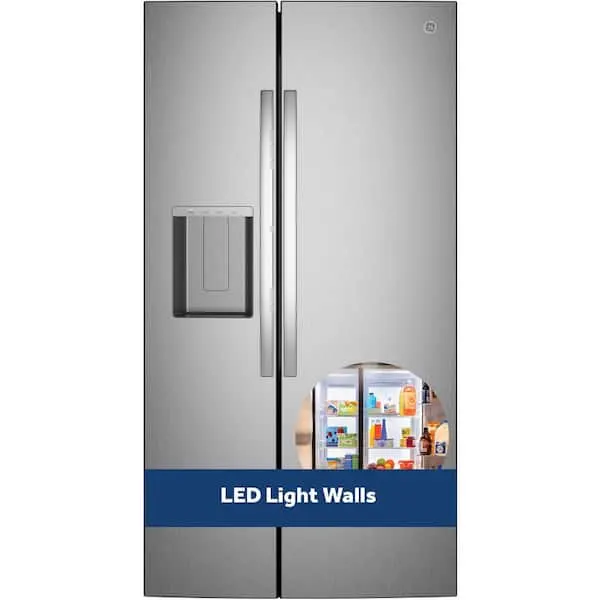 27.7 cu. ft. Side-By-Side Refrigerator in Stainless Steel w/ LED Light Walls and Extra Tall Dispenser, image 1 of 14