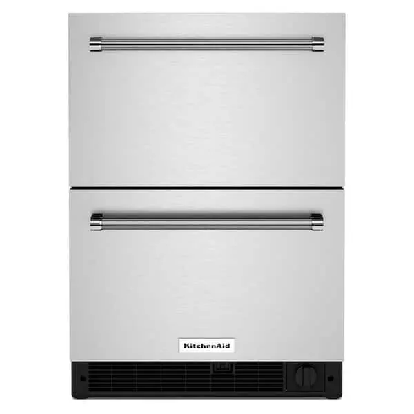 24 in. 4.29 cu. ft. Undercounter Double Drawer Refrigerator Freezer in Black Cabinet/Stainless Doors, image 1 of 8