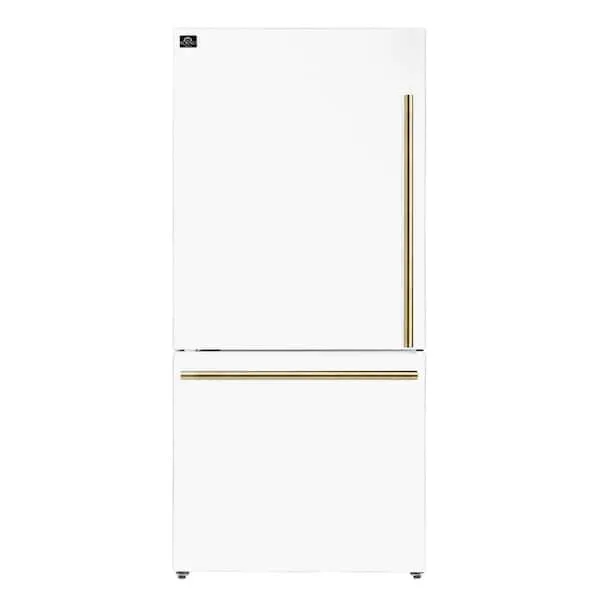 Milano 31 in. White Bottom Freezer Refrigerator with Ice Maker, image 1 of 14