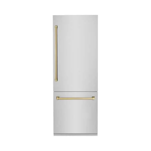 Autograph Edition 30 in. 2-Door Bottom Freezer Refrigerator w/ Ice & Water Dispenser in Stainless & Champagne Bronze, image 1 of 13