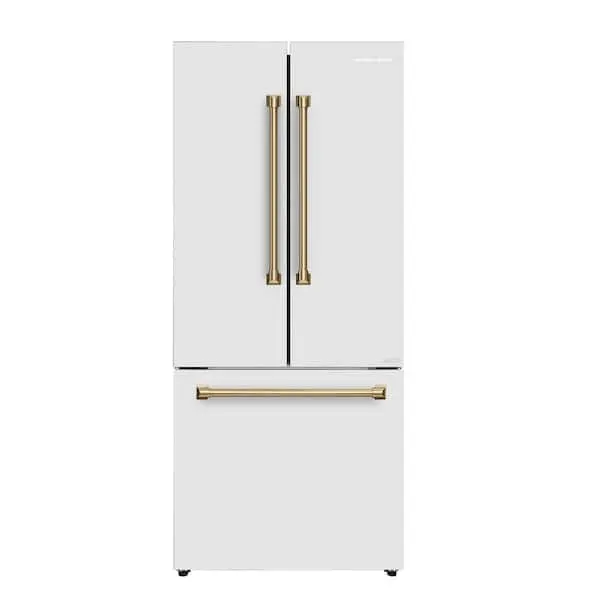 17.7 cu. ft. French Door Refrigerator in White with Brushed Gold Accents, image 1 of 8