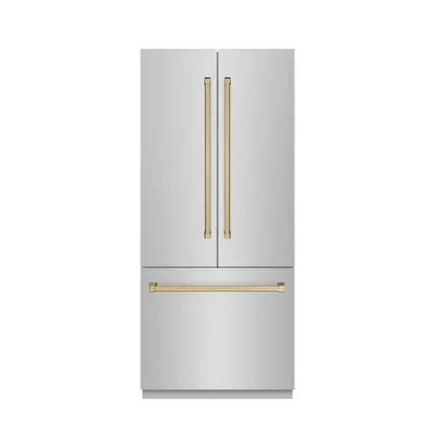 36 in. 19.6 cu. ft. Built-in Bottom Freezer Refrigerator in Stainless Steel with Graphite Gray Interior & Bronze Accents