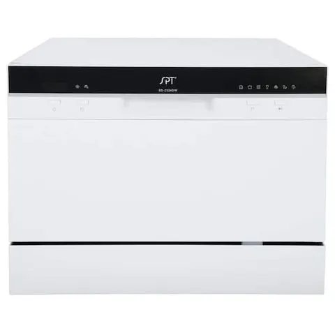 21 in. White LED Portable Countertop 120-Volt Dishwasher with 7 Cycles with 6 Place Settings Capacity
