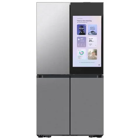 Bespoke 36in. 29cu.ft.Standard Depth 4-Door Flex French Door Refrigerator in Stainless Steel w/Charcoal Family Hub 32in.