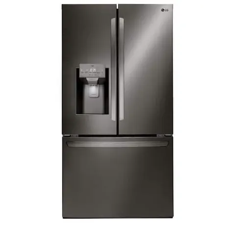 36 in. 28 cu. ft. 3-Door French Door Refrigerator with Ice and Water with Single Ice in Black Stainless Standard Depth