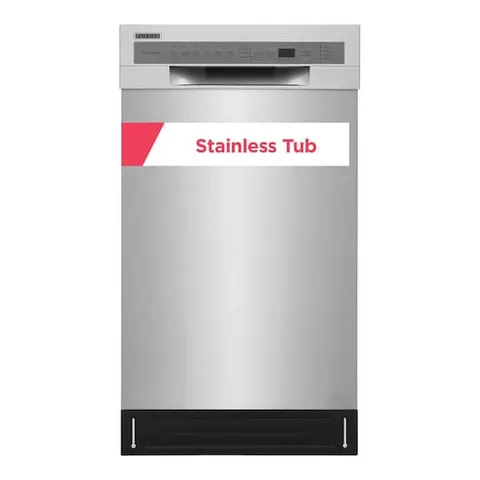 18 in. Front Control Built-In Tall Tub 52 dBA Dishwasher in Stainless Steel with 6-Cycles