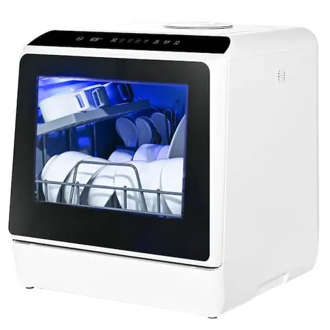 16.1 in. Portable Countertop Dishwasher in White with 3-Cycles, 6-Modes, 4-Place Settings Capacity, and 40 dBA