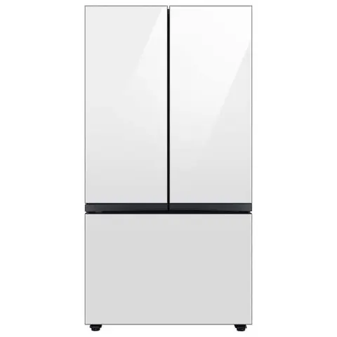 Bespoke 36 in. 30 cu. ft. Standard Depth 3-Door French Door Smart Refrigerator in White Glass with Beverage Center