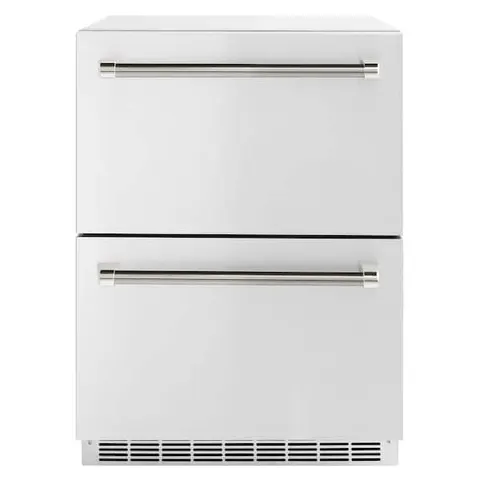 24 in. Autograph Touchstone 168 Can Outdoor Refrigerator Drawer with Stainless Steel Doors and Nickel Helix Handles