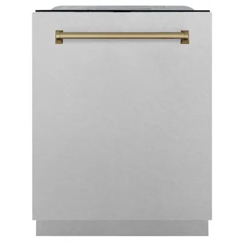 Autograph Edition 24 in. Monument Top Control Dishwasher with Satin Stainless Steel Panel and Champagne Bronze Handle