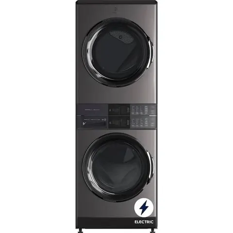 4.5 cu. ft. Stacked Washer and 8.0 cu. ft. Electric Dryer Laundry Tower in Titanium, SmartBoost Premixing, Energy Star