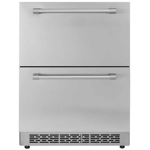 24 in. Undercounter Refrigerator 2 Drawer Wine 4.87 cu. ft. Built-In and Standard Under Counter Drawer Fridge, Sliver