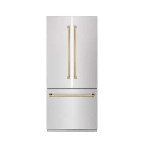 Autograph Edition 36 in. Built-In Refrigerator in Satin Steel with Graphite Gray Interior and Gold Accents