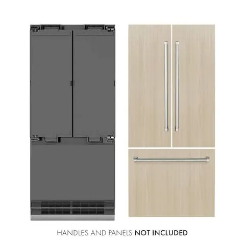36 in. 19.6 cu. ft. Panel Ready Built-In Bottom Freezer Refrigerator with Water Dispenser and Ice Maker w/ Gray Interior