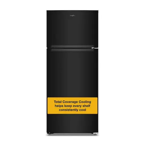28 in. 18 cu. ft. Freestanding Top Freezer Refrigerator in Black with Total Coverage Cooling