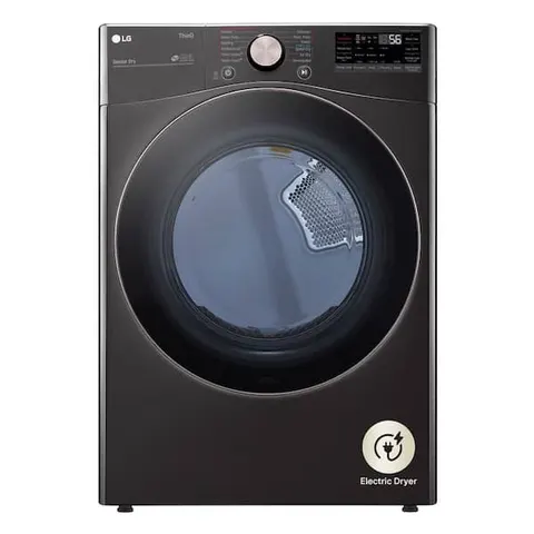 7.4 Cu. Ft. Vented SMART Stackable Electric Dryer in Black Steel with TurboSteam and Sensor Dry Technology
