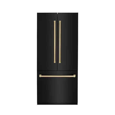 Autograph Edition 36 in. 3-Door French Door Refrigerator w/ Ice, Water Dispenser in Black Stainless and Polished Gold