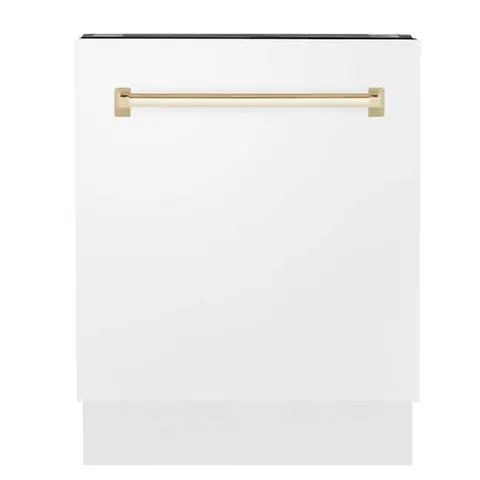 Autograph Edition 24 in. Top Control 8-Cycle Tall Tub Dishwasher with 3rd Rack in White Matte and Polished Gold