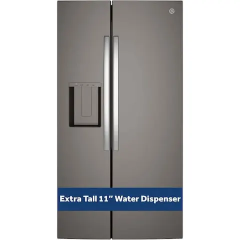 36 in. 24 cu. ft. Counter-Depth Side-By-Side Refrigerator in Slate with Extra Tall Dispenser and In-Door Icemaker
