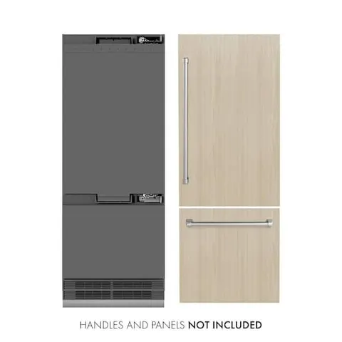 30 in. 16.1 cu. ft. Panel Ready Built-In Bottom Freezer Refrigerator with Water Dispenser, Ice Maker with Gray Interior
