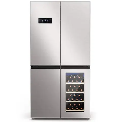 35.63 in. 22 cu. ft. French Door Refrigerator with 34-Bottle Wine Cooler Compartment and Recessed Handle in Silver