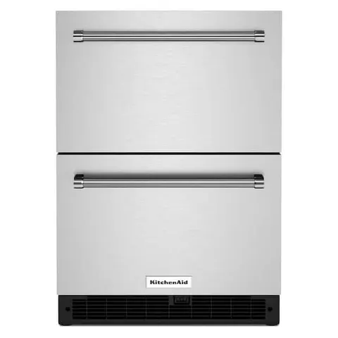24 in. 4.44 cu. ft. Undercounter Double Drawer Refrigerator in Black Cabinet/Stainless Doors