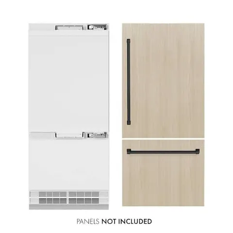 36 in. 19.8 cu. ft. Panel Ready Built-in Bottom Freezer Refrigerator w/ Water Dispenser & Ice Maker with Black Accents
