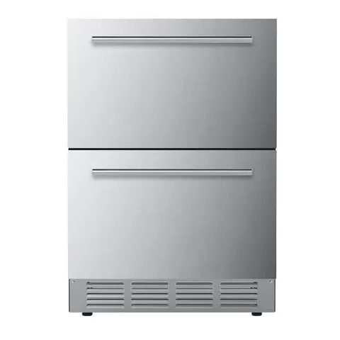 23.4 in. 5 cu. ft. Built-In and Standard Beverage Refrigerator Double Drawer Refrigerator in Stainless Steel Silver